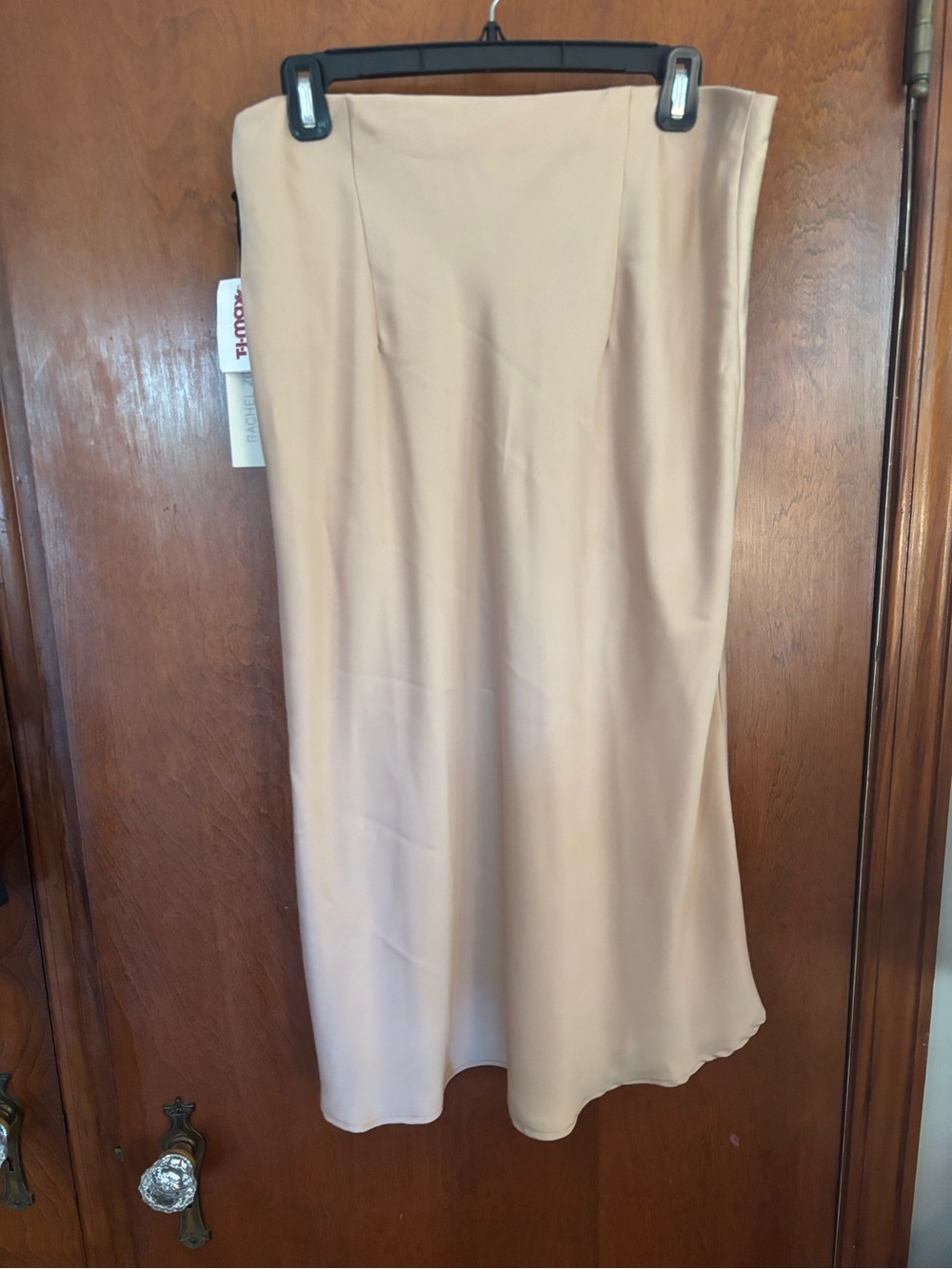 Rachel Zoe silky Midi Skirt champagne color size 10 pull on elastic waist NEW!
